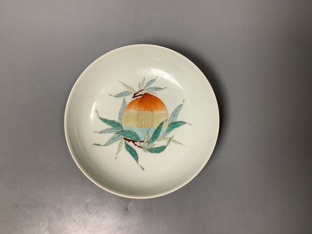 A Chinese enamelled porcelain 'peach' dish